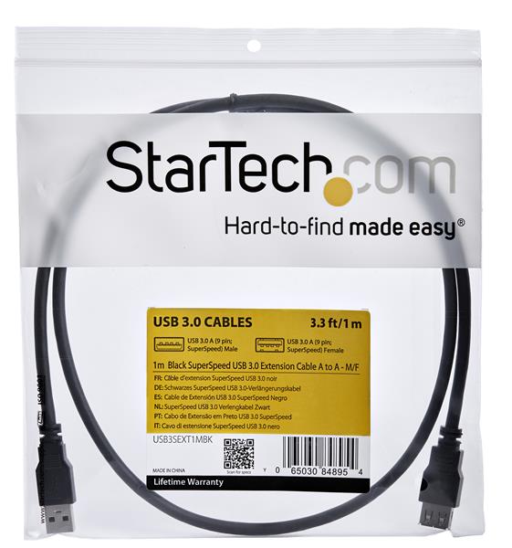 1M BLACK USB 3 EXTENSION CABLE .