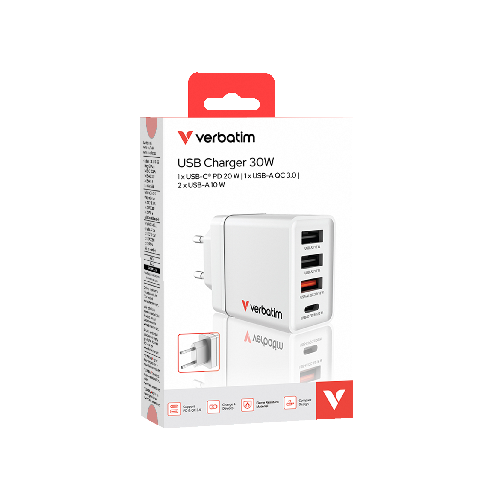 Ladegerät 30W, 1x USB-C , 3x USB-A