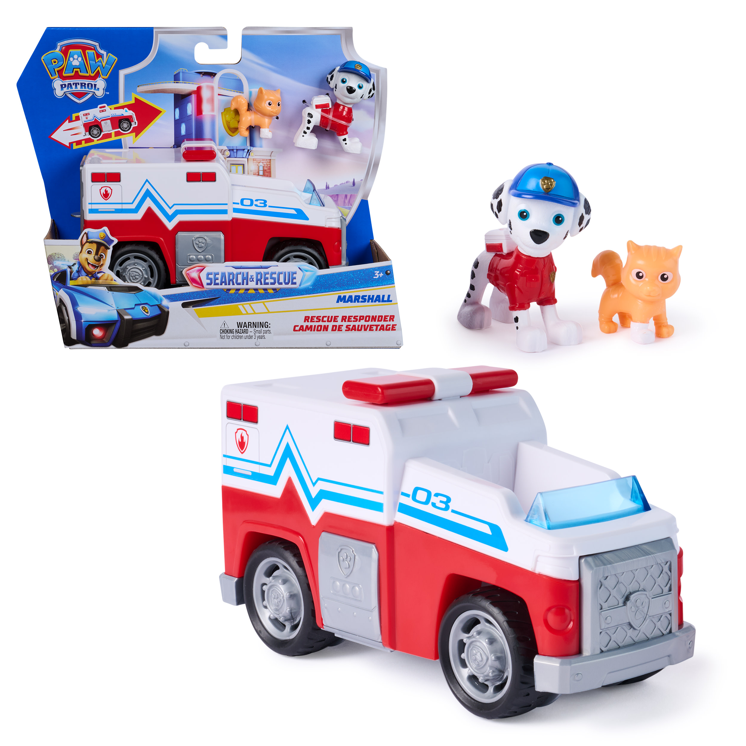 Paw Patrol - Search & Rescue: Marshalls Rettungsfahrzeug mit 2 Figuren, Spielfahrzeug