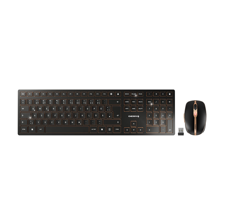 CHERRY DW9100 Wireless SLIM Maus&Tastatur DE schwarz/bronze