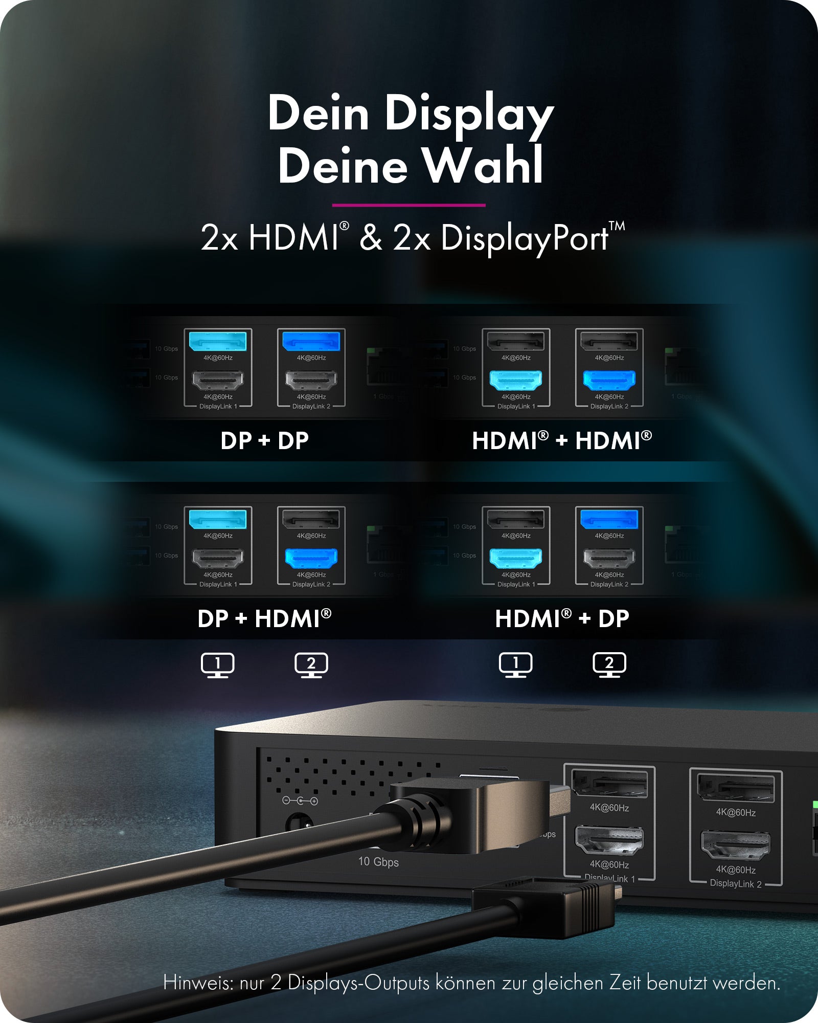 Dockingstation IcyBox Heart Dock 2255 zwei 4K@60Hz Displays