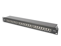 CAT6A CLASSEA PATCHPANEL 1U 24-PORT BLACK SHIELDED