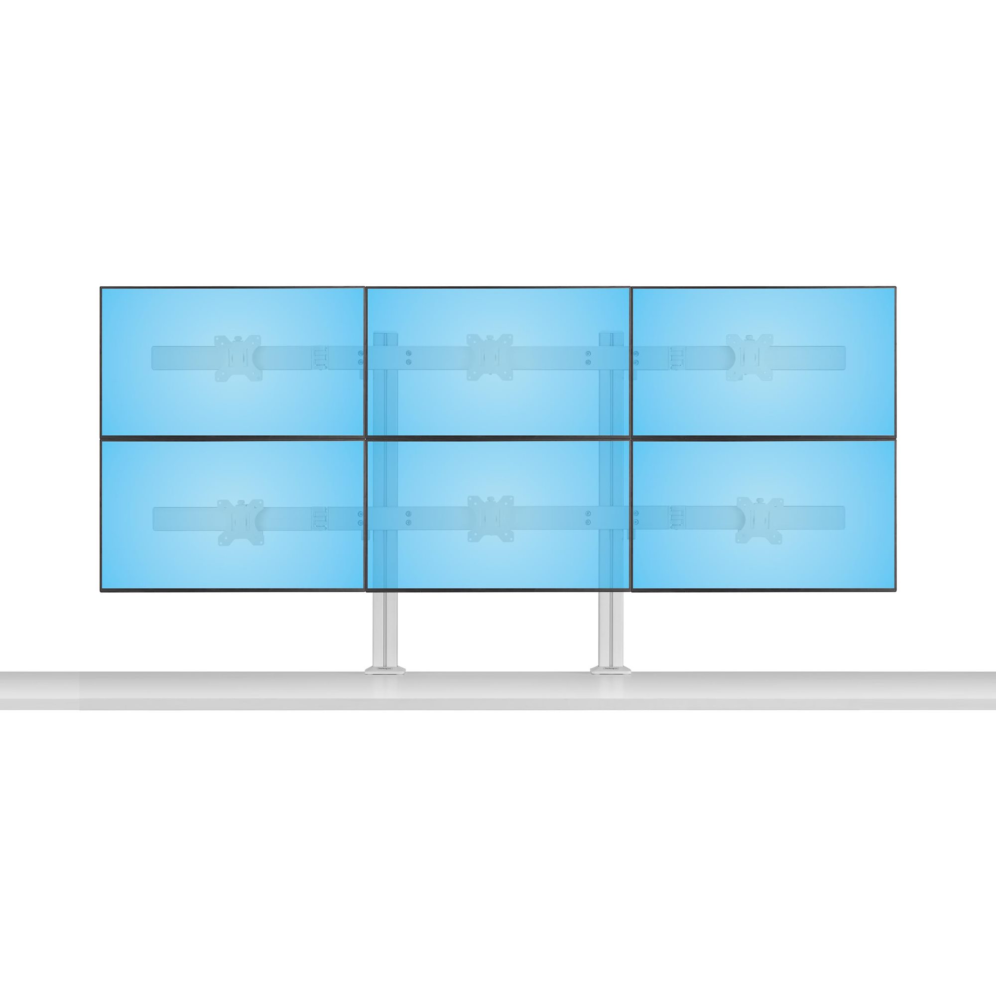 STARTECH.COM 6 Fach Monitorhalterung mit Querstange Monitore bis 81,28cm 32Zoll & 8kg Zwei Pfosten Bildschirmhalterung/Monitorarm