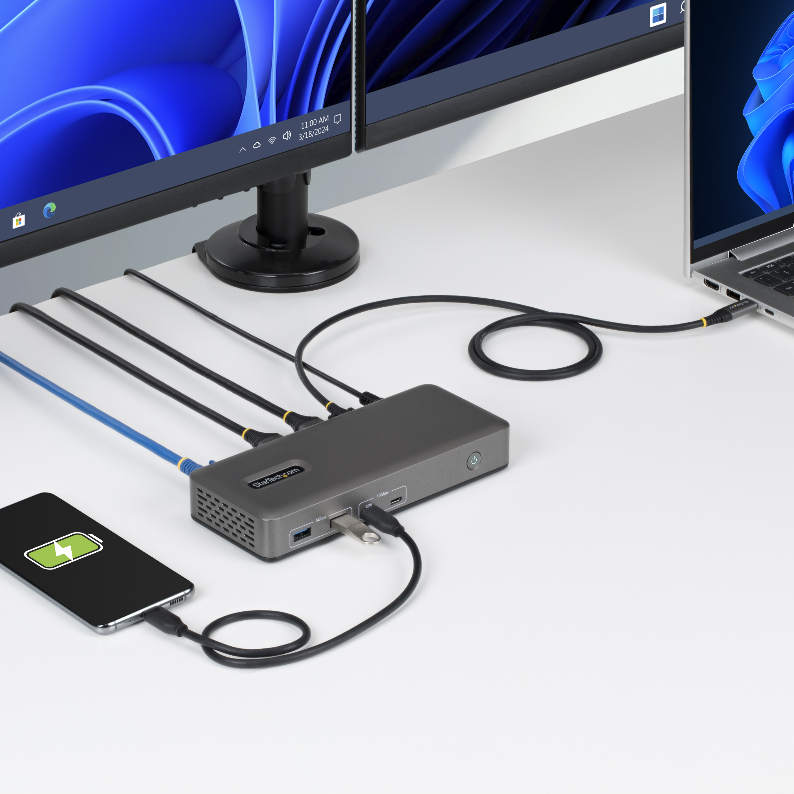 STARTECH.COM USB-C Dockingstation Dual 4K 60Hz HDMI MST Dock 100W Power Delivery Laptop-Ladung 1GbE treiberlos Windows