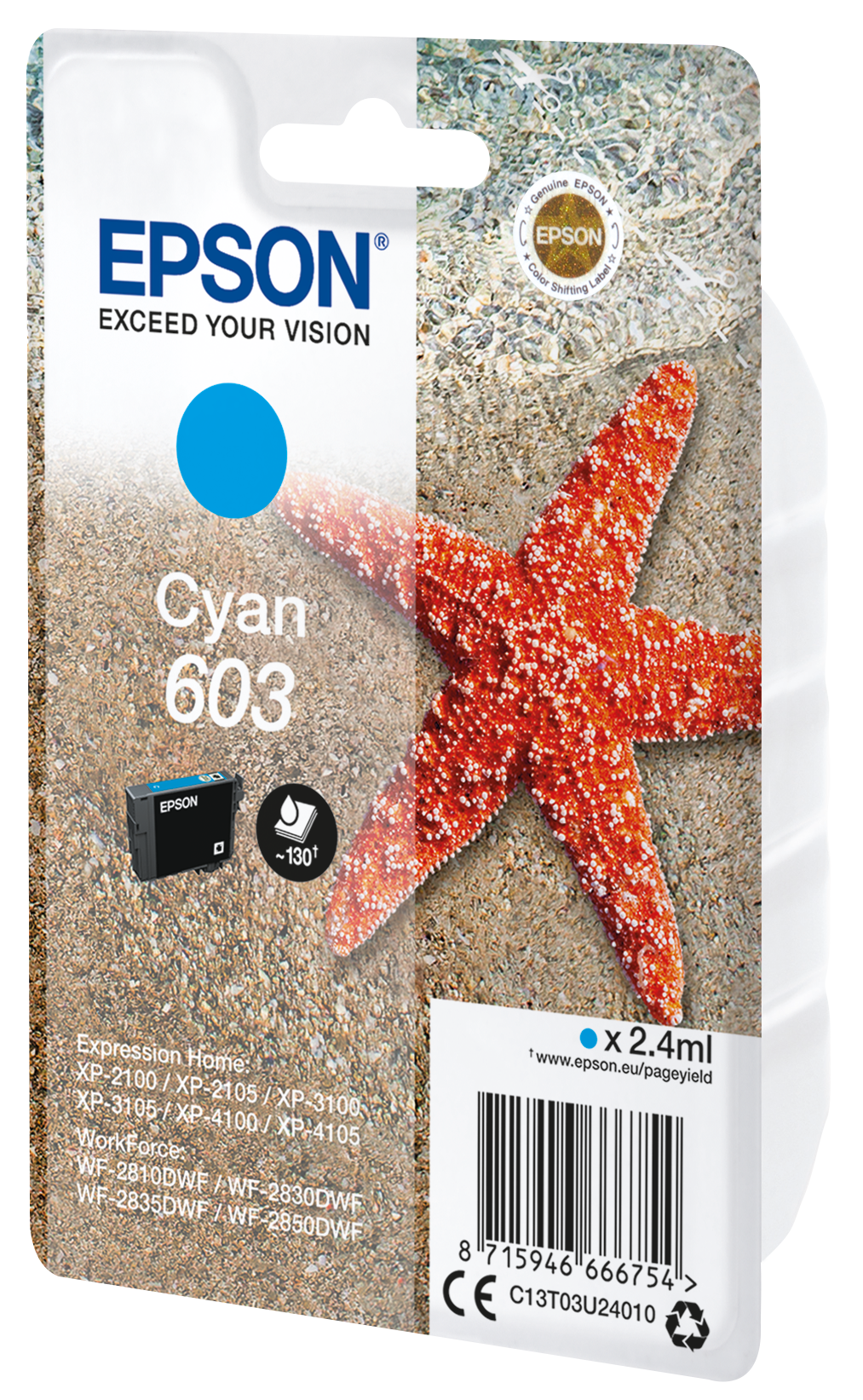 EPSON 4LB Singlepack Cyan 603 Ink w/s