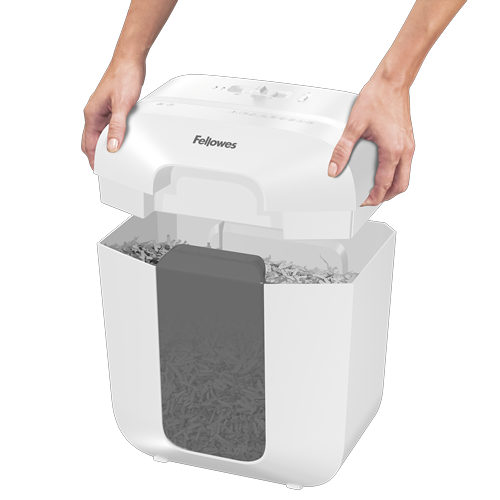 Fellowes Powershred LX25 Aktenvernichter mit Partikelschnitt P-4, 4 x 37 mm, bis 6 Blatt, weiß