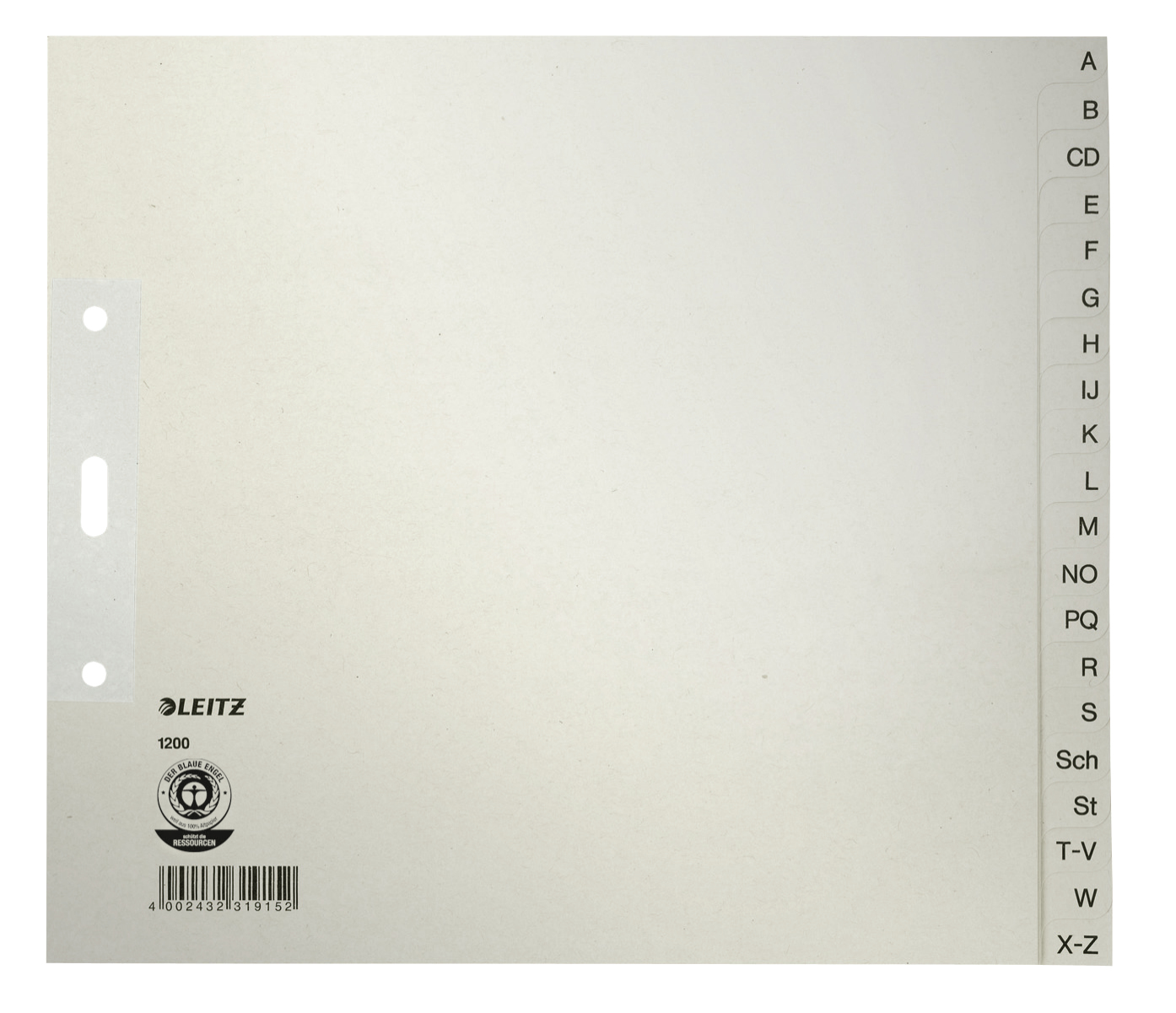LEITZ Ordnerregister 1210 DIN A4 Halbformat, Überbreite A-Z grau 20-teilig, 5 Satz