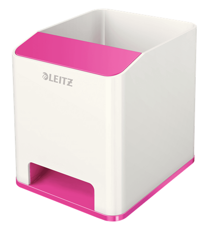 LEITZ Stiftehalter WOW Duo Colour perlweiß/pink Polystyrol 2 Fächer 9,0 x 10,1 x 10,0 cm