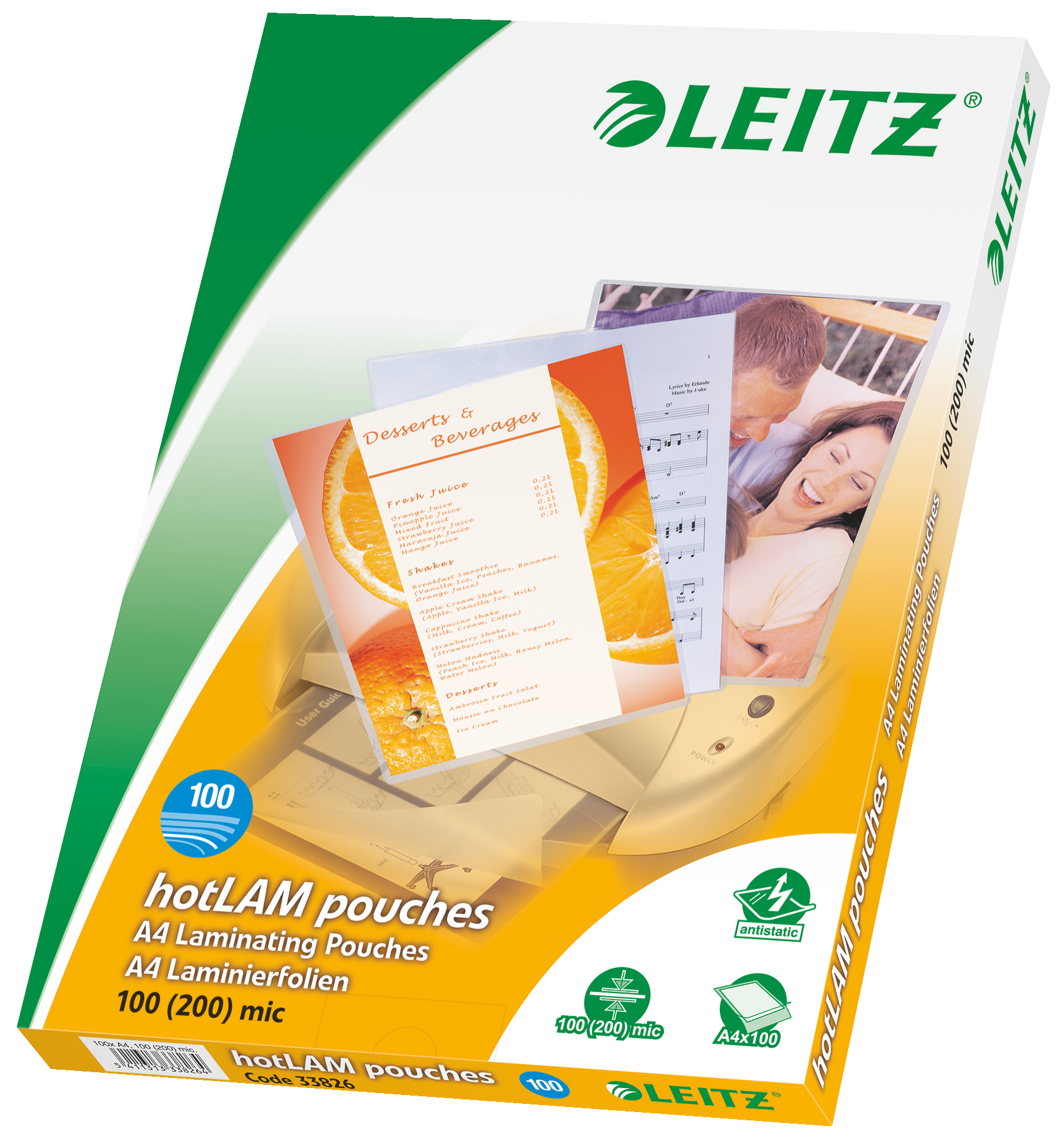 LEITZ Laminierfolien glänzend für A4 100 micron, 100 St.