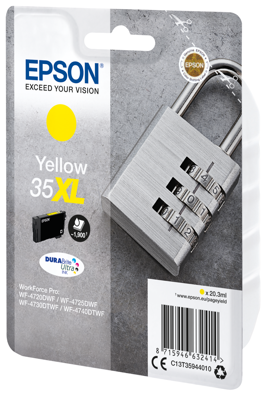 EPSON 35XL / T3594 XL (Vorhängeschloss) gelb Druckerpatrone