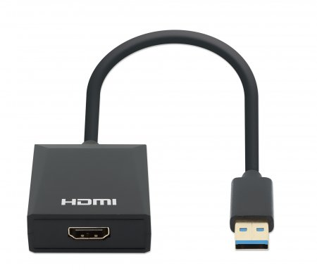 MANHATTAN 1080p USB-A auf HDMI-Adapter Konverter mit USB 3.2 Gen 1 Typ A-Stecker auf HDMI-Buchse 1080p60Hz schwarz