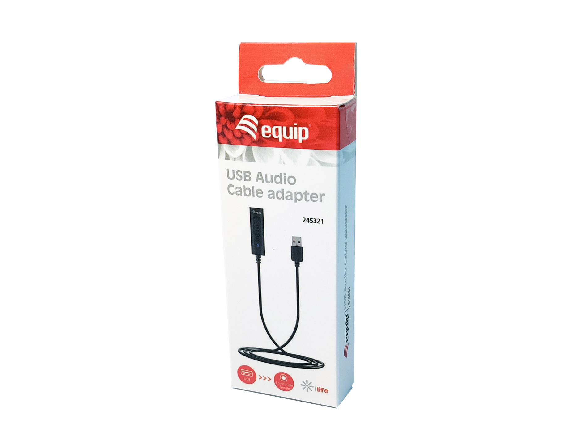 Equip Adapter USB-A-> 4-Pin 3.5mm St/Bu DAC +Button schwarz