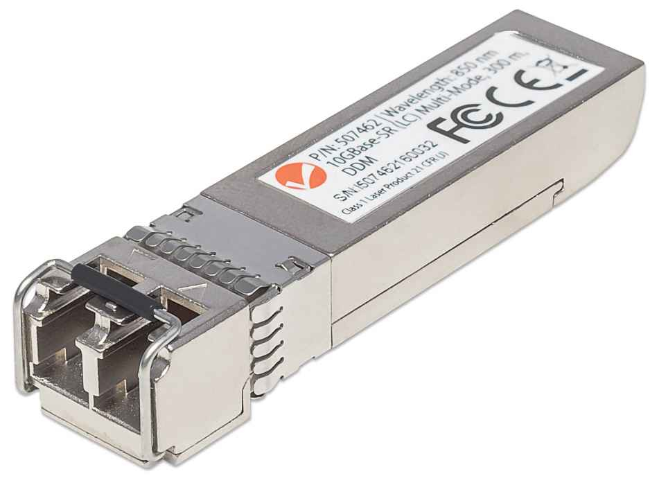 INTELLINET Gigabit SFP+ Mini-GBIC Transceiver 10GBase-SR (LC) Multi-Mode Port Reichweite bis zu 300m Wellenlaenge 850nm