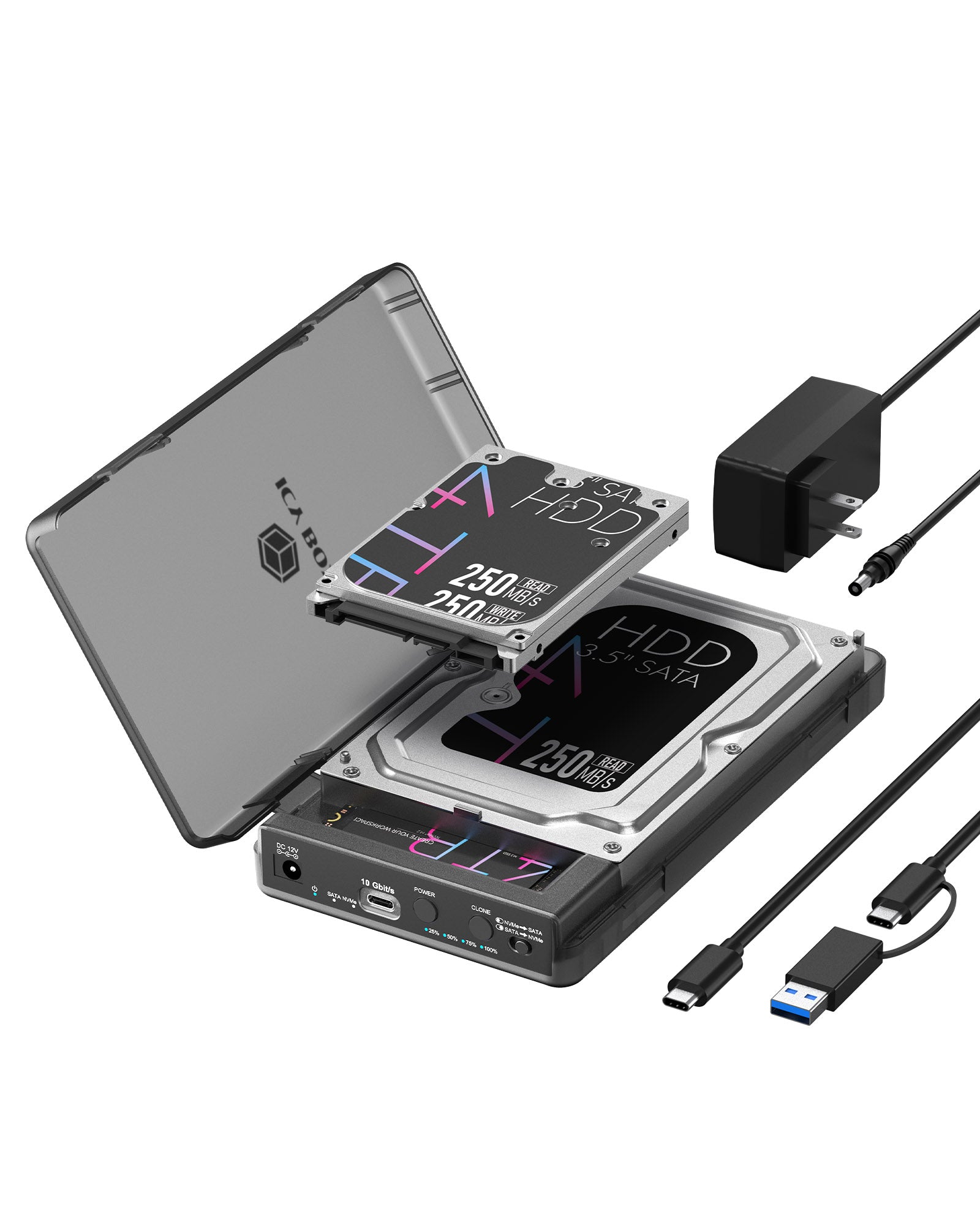 Docking- & Klonstation IcyBox für M.2 & 2,5/3,5 SSD/HDD