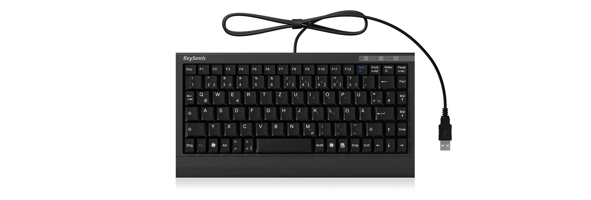 KeySonic Mini-TAS SoftSkin, PS/2-USB-Combo,BK, ACK-595C+(US)