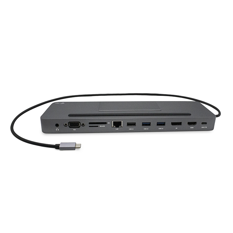 I-TEC USB-C Metal 4K 3xDisplay DS 1xHDMI 1xVGA 1xDP 1xSD+1x microSD Kartenleser 1xGLAN 1x3.5mm Audio 2xUSB 3.0 2xUSB 2.0 1xUSB-C PD