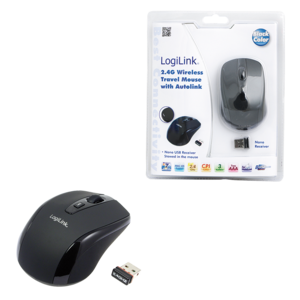 Logilink Maus mini Funk 2.4 GHz 800dpi optisch scroll black