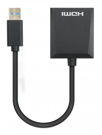 MANHATTAN 1080p USB-A auf HDMI-Adapter Konverter mit USB 3.2 Gen 1 Typ A-Stecker auf HDMI-Buchse 1080p60Hz schwarz