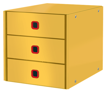 LEITZ Schubladenbox Click & Store Cosy gelb 53680019, DIN A4 mit 3 Schubladen, 1 St.