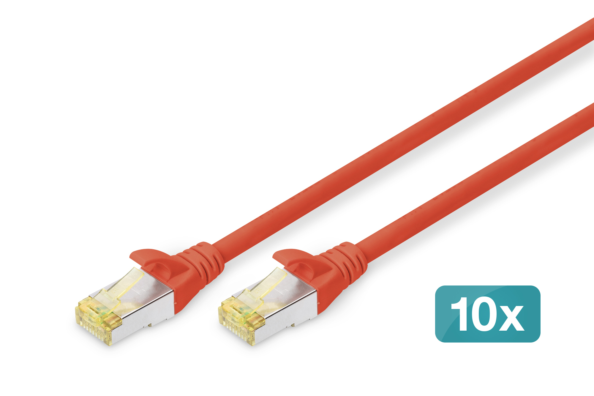 DIGITUS CAT 6A S/FTP Patchkabel, 10 Stück, 3m, rot