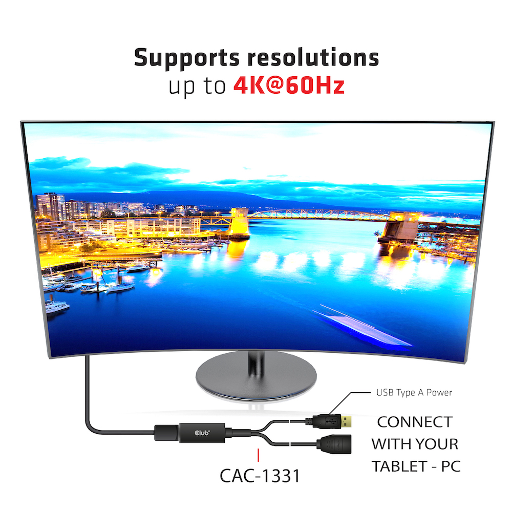 Club3D Adapter HDMI 2.0 > DP 1.2 4K60Hz HDR aktiv St/Bu retail