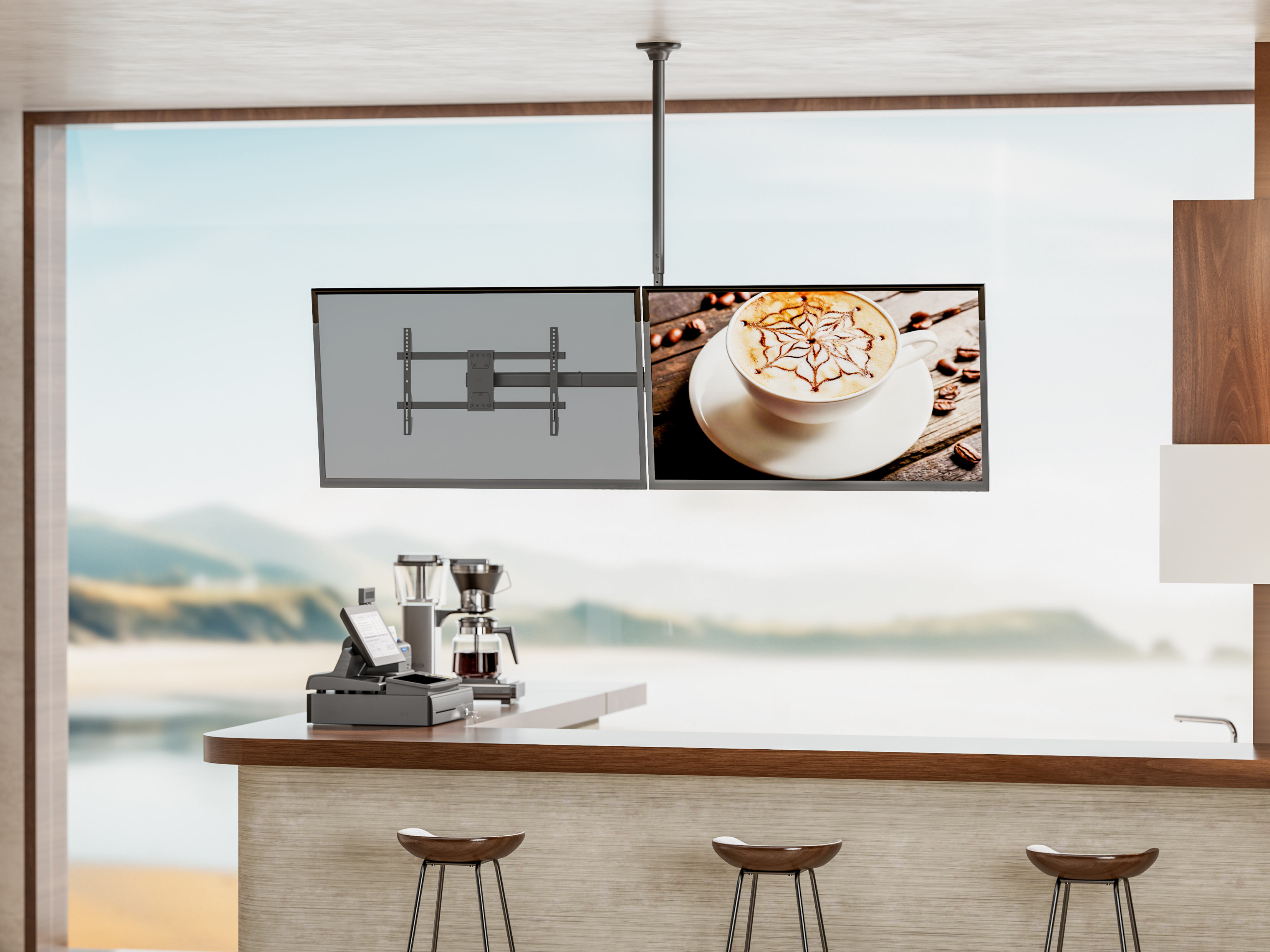 Equip Deckenhalterung 32-60/2TFT 40Kg Manu Dual-Screen sw lite Retail