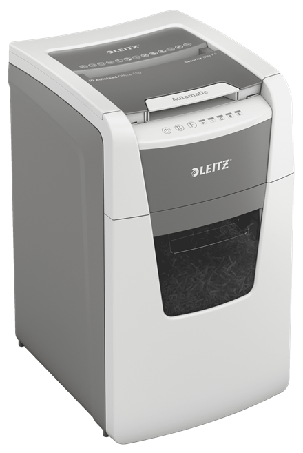 LEITZ IQ Autofeed Small Office 150 Aktenvernichter mit Partikelschnitt P-4, 4 x 28 mm, bis 150 Blatt, weiß