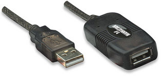 MANHATTAN USB 2.0 Repeater Kabel In Reihe schaltbar A-Stecker A-Buchse 10 m Farbe schwarz