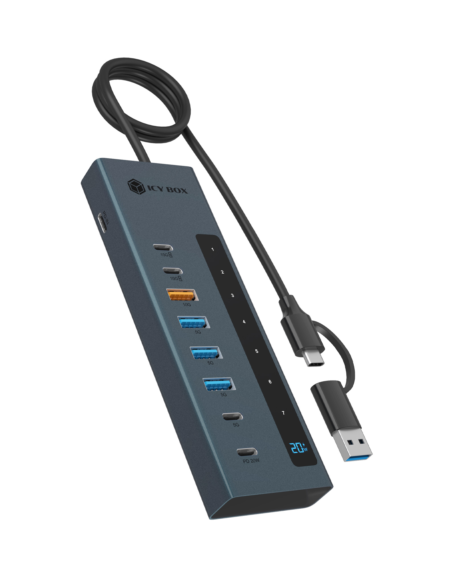 Hub 9-in-1 Hub IcyBox USB 3.2 mit Type-C/Type-A Anschluss