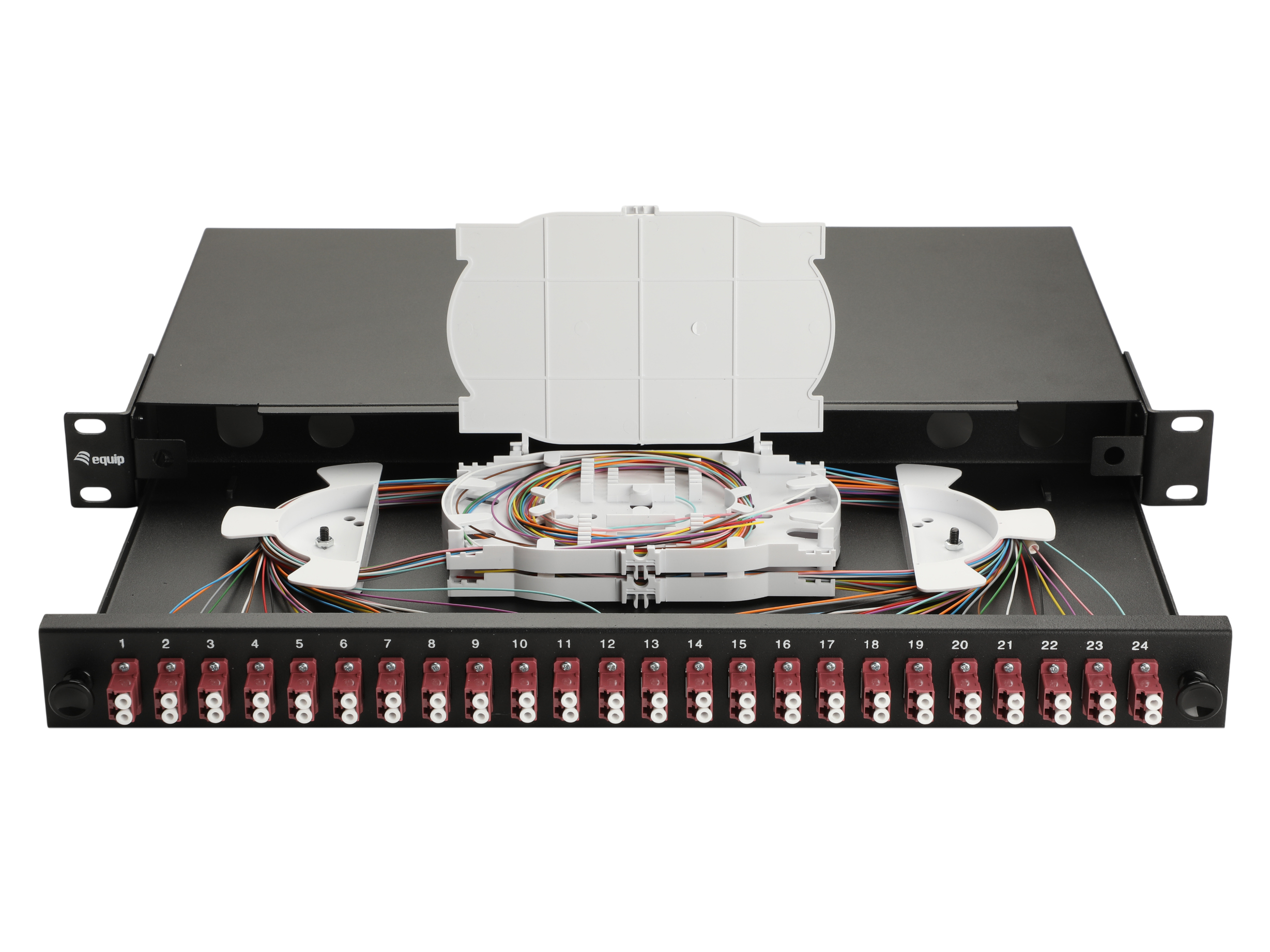 Equip LWL-Spleißkasten 24-Port LC-Duplex OM4 1U komplett sw