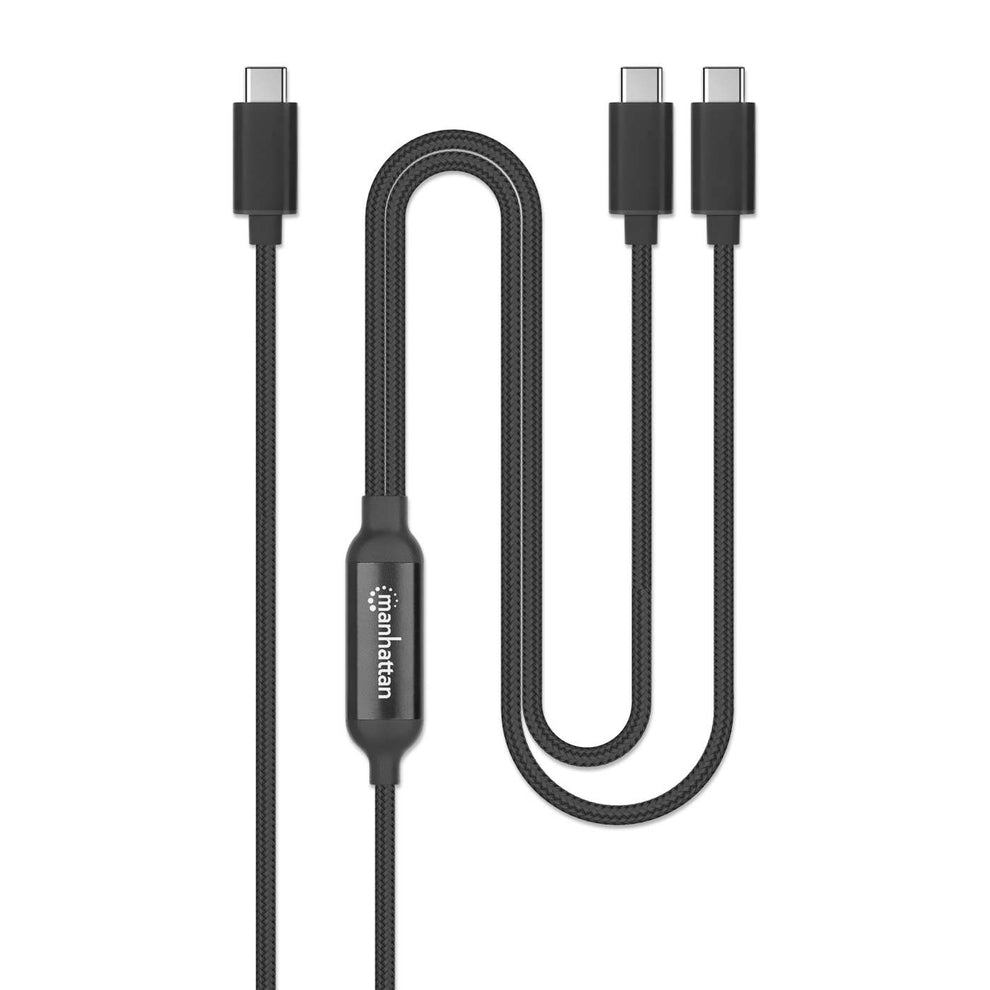 MANHATTAN Dual USB-C Ladekabel 100 W 2 m schwarz