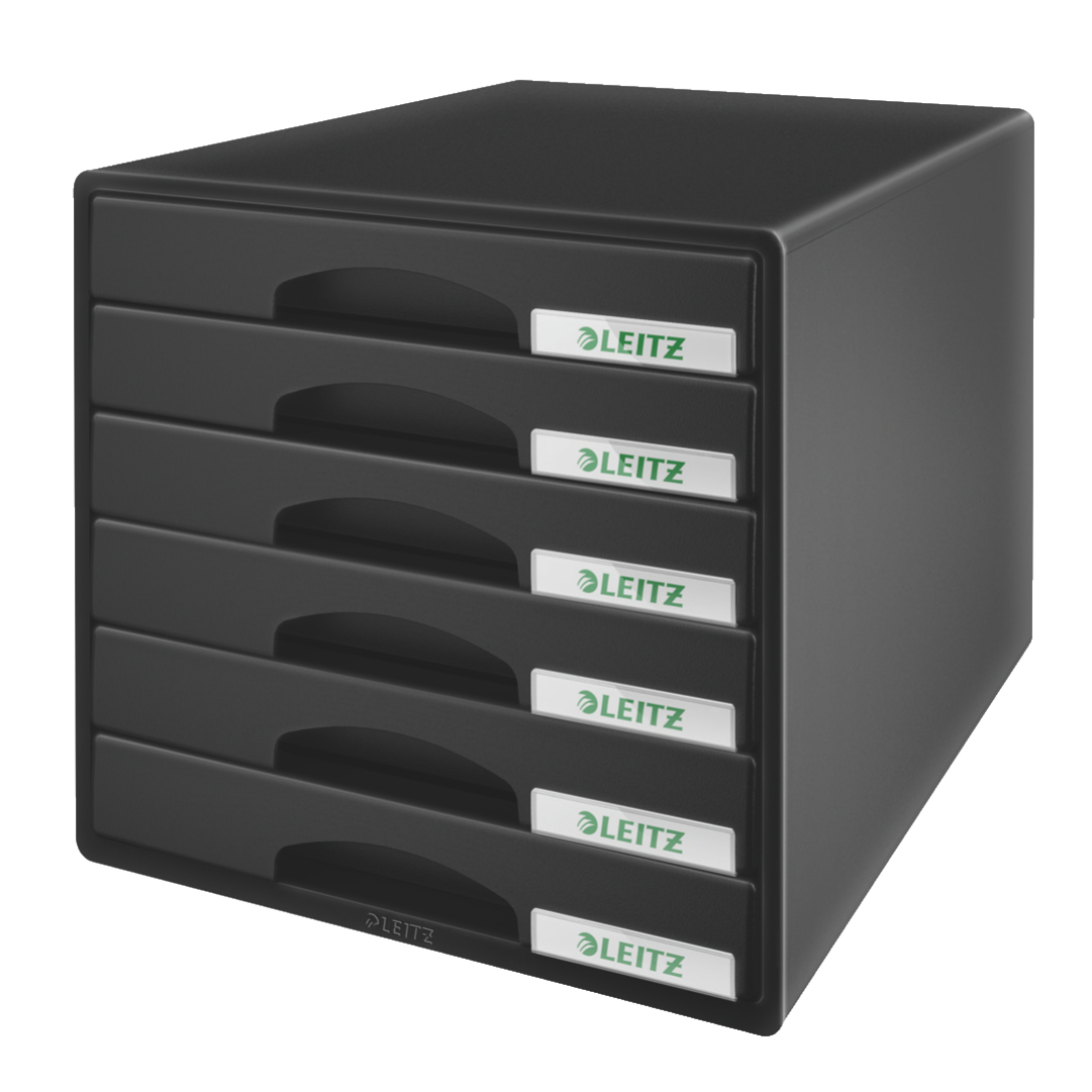 LEITZ Schubladenbox Plus schwarz 52120095, DIN A4 mit 6 Schubladen, 1 St.
