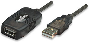 MANHATTAN USB 2.0 Repeater Kabel In Reihe schaltbar A-Stecker A-Buchse 10 m Farbe schwarz