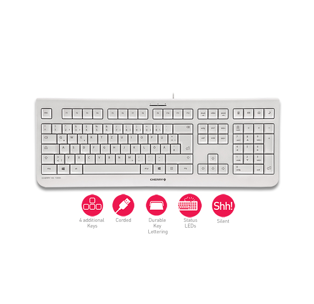 CHERRY KC1000 Tastatur Wired CH 1.80m weiß/grau