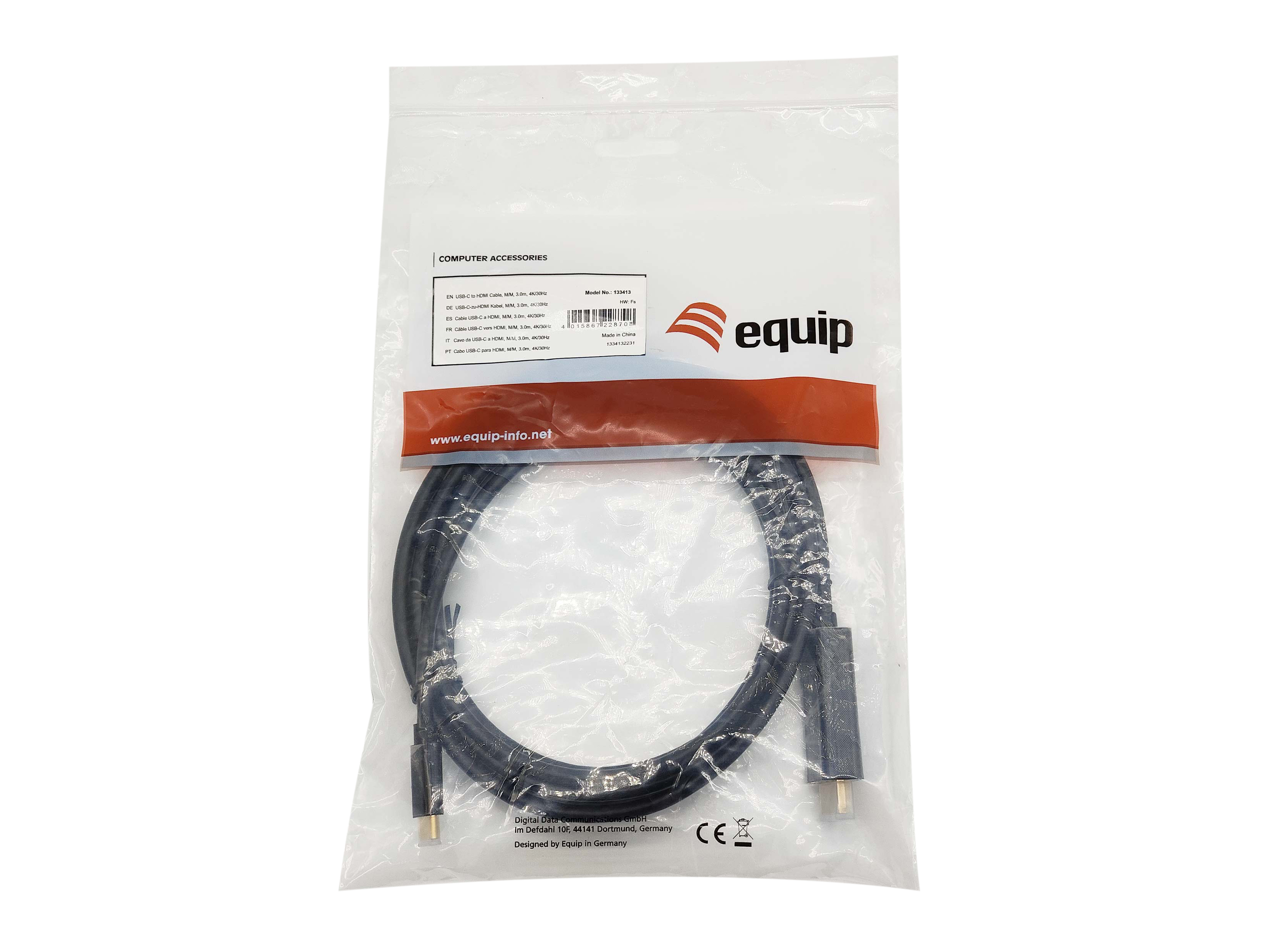 Equip Adapter USB-C->HDMI1.4 St/St 4K/ 30Hz 3.00m PVC