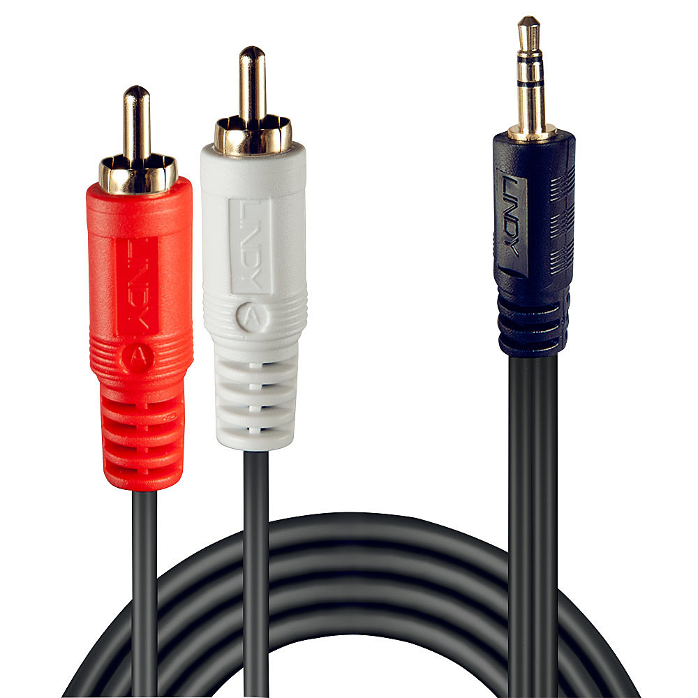 LINDY Audiokabel RCA 3.5mm/2m 2xRCA/3.5mm m/m vergoldet