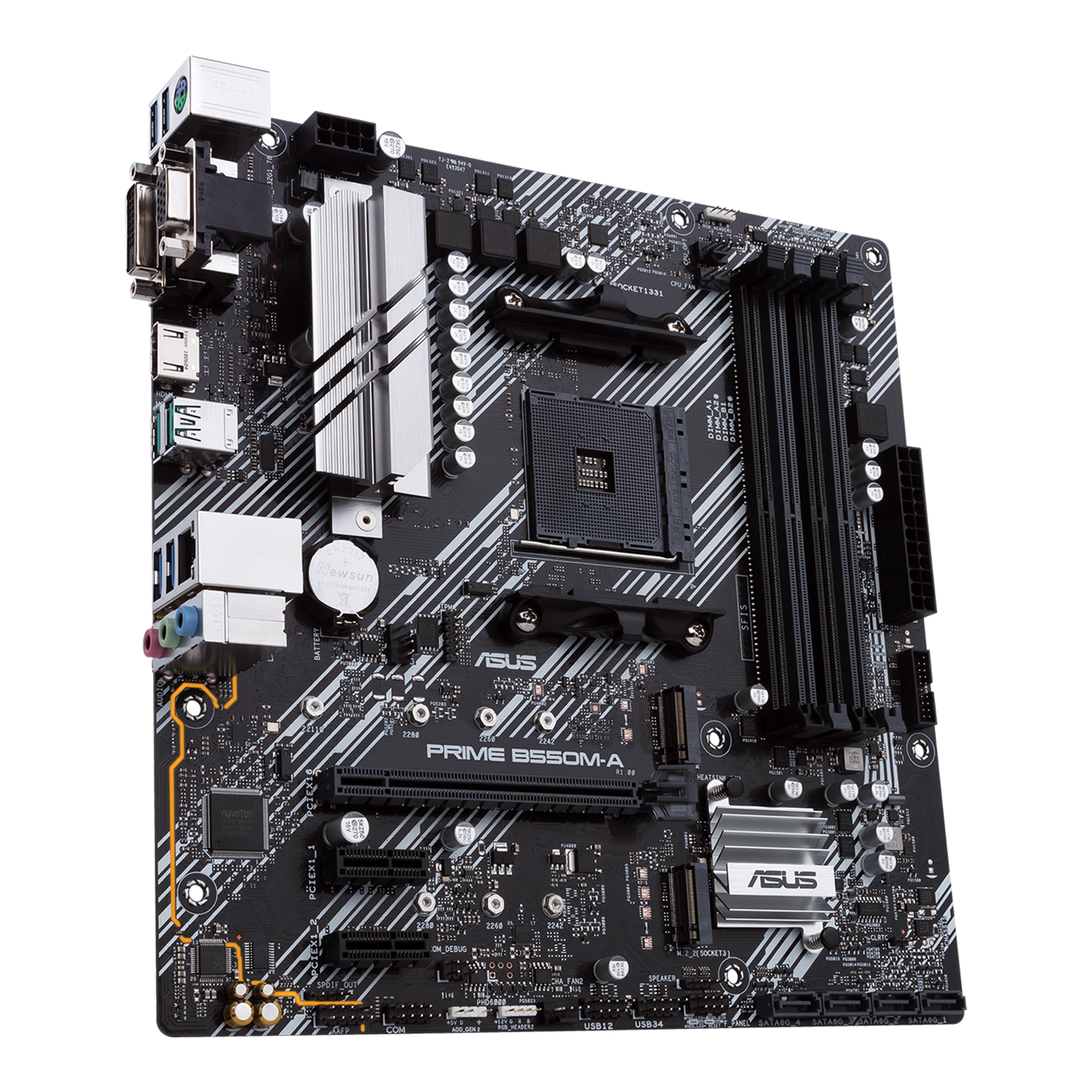 ASUS PRIME B550M-A mATX MB dual M.2 PCIe 4.0 1Gb Ethernet HDMI/D-Sub/DVI SATA 6Gbps USB3.2 Gen 2 Type-A