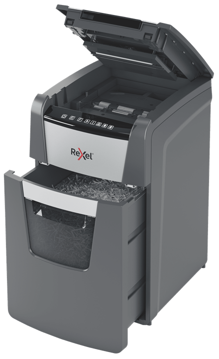 Rexel Optimum AutoFeed+150X Aktenvernichter mit Partikelschnitt P-4, 4 x 28 mm, bis 150 Blatt, schwarz