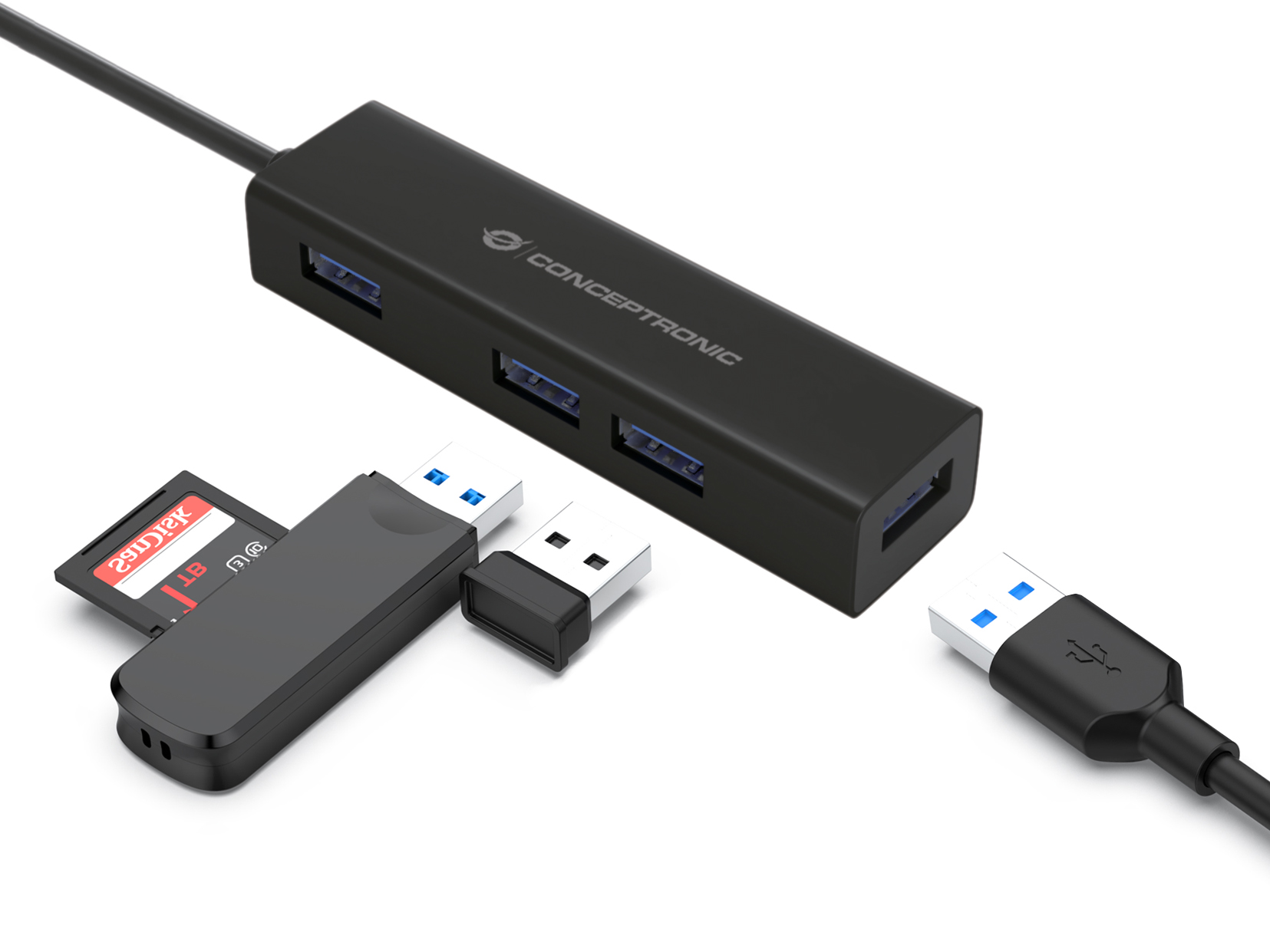 CONCEPTRONIC 4-Port Hub USB-C3.2Gen1->4xA3.0 o.Netz. sw