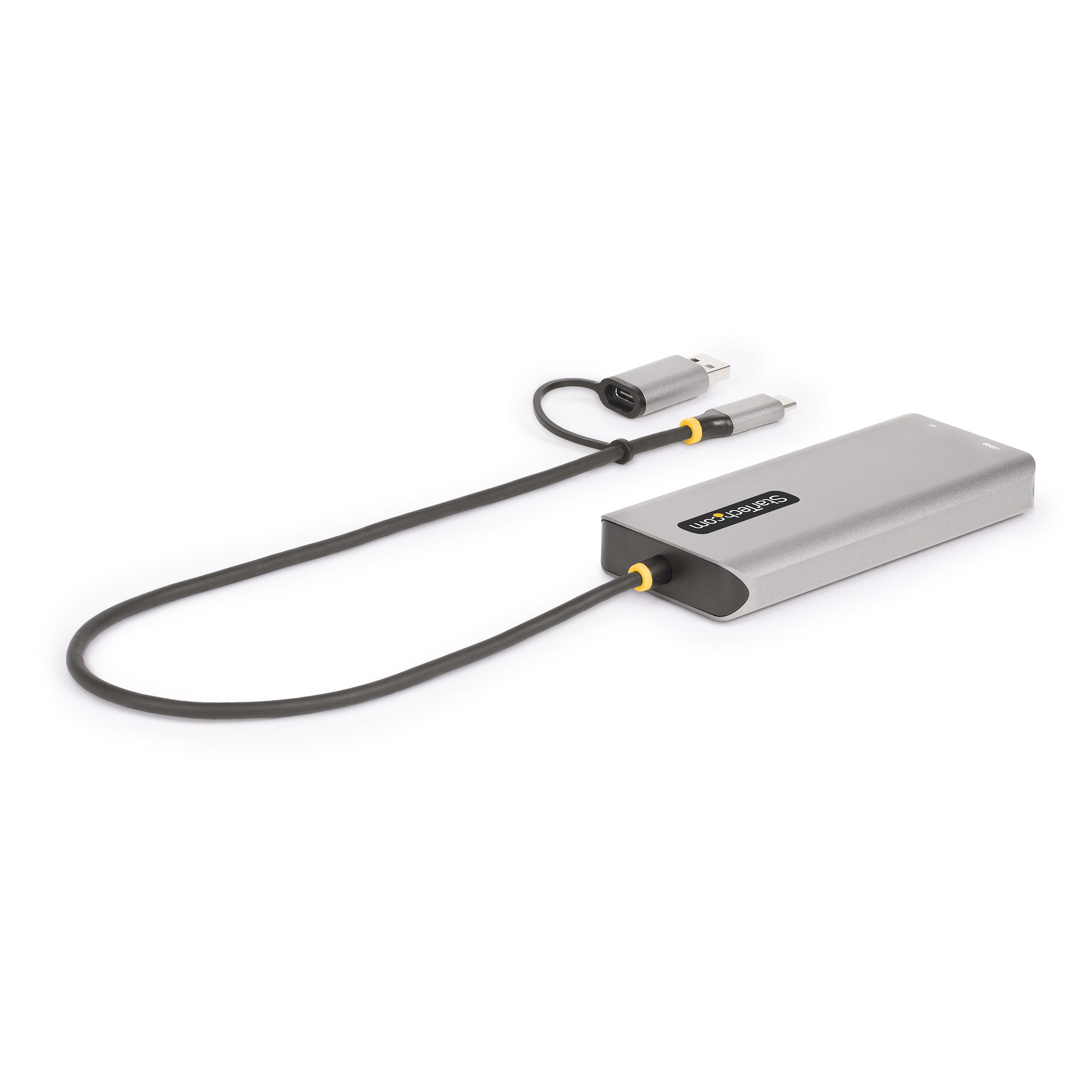 STARTECH.COM USB-C and USB-A Multiport Adapter Dual HDMI 4K/1080p 3Port USB Hub USB-C to A Dongle Mini Travel Laptop Docking Station