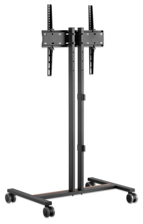 MANHATTAN Kompakter TV-Ständer auf Rollen oder Standfuss 86,36-139,70cm 34-55Zoll 35kg neigbar platzsparendes Design schwarz/braun