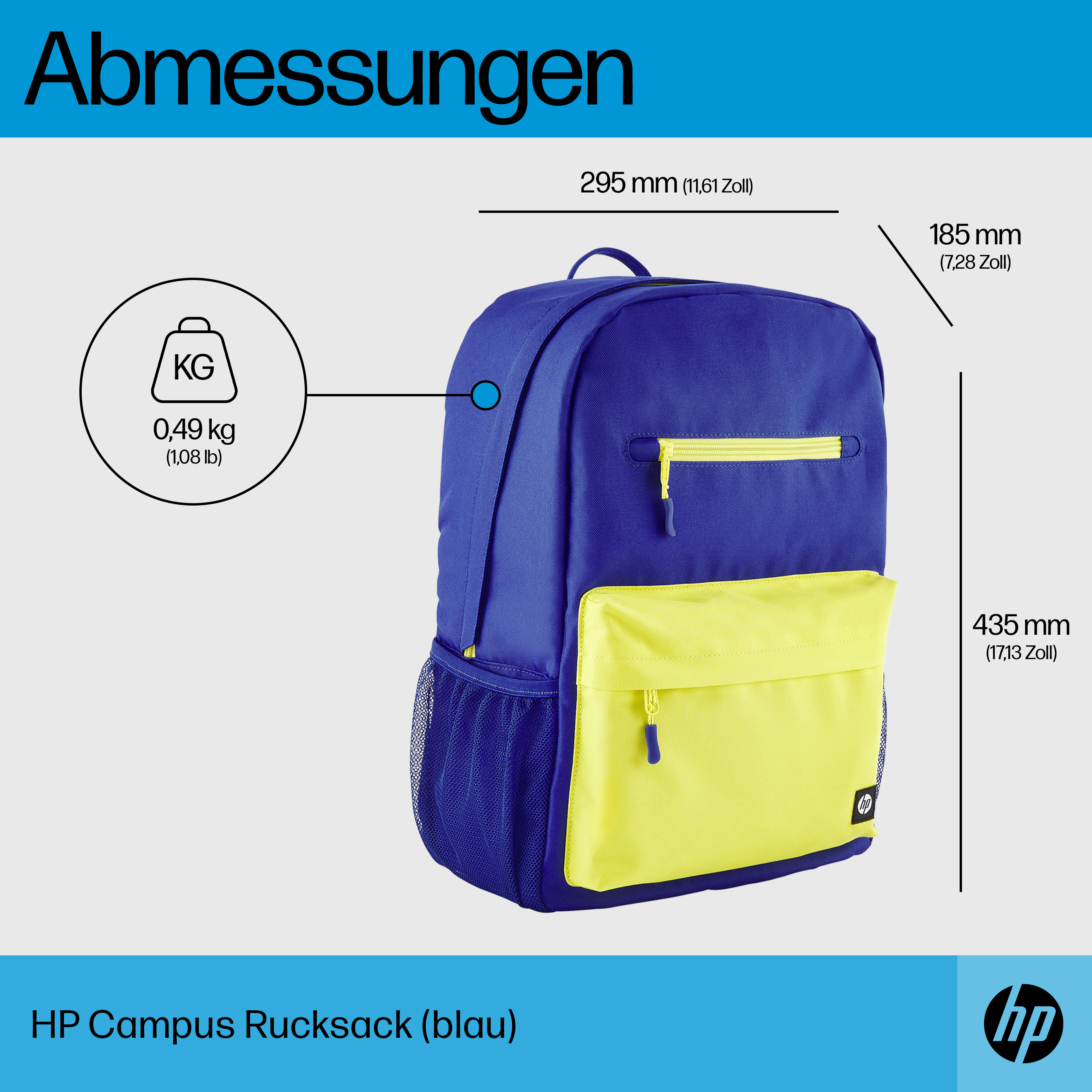 HP CAMPUS BLUE BACKPACK .