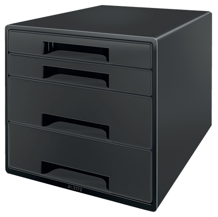 LEITZ Schubladenbox CUBE schwarz/grau 53720095, DIN A4 mit 4 Schubladen, 1 St.