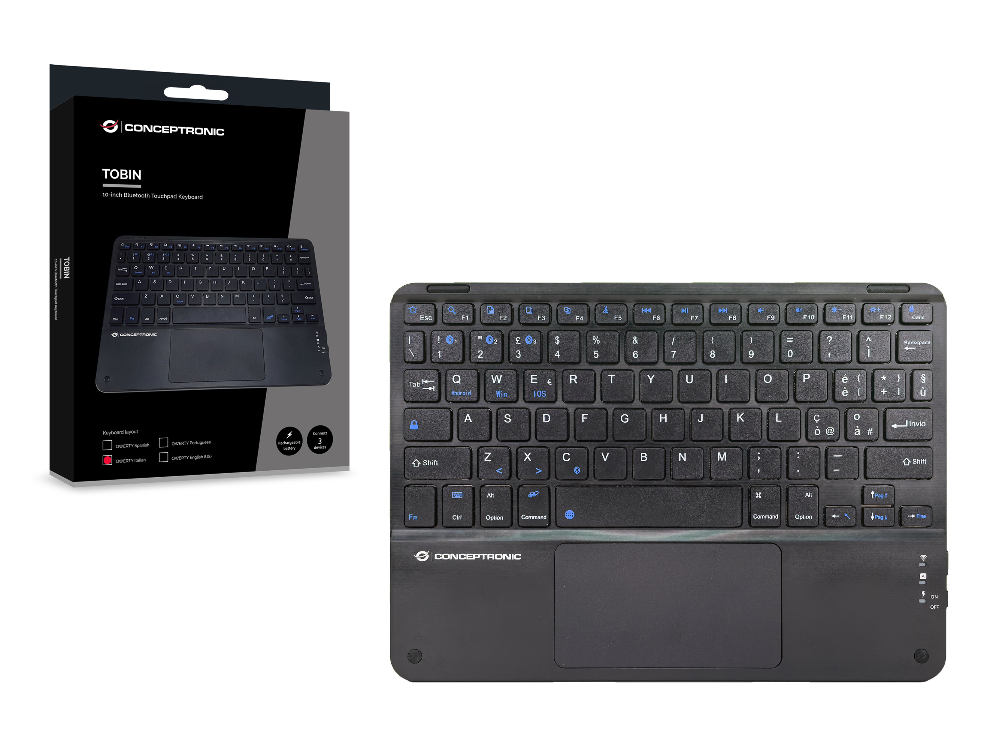 CONCEPTRONIC 10 Wireless Tastatur BT5.4 Layout IT schwarz