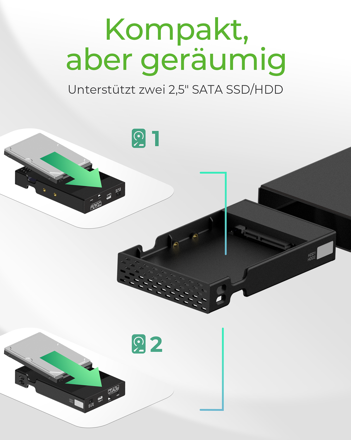 Geh. IcyBox USB 3.2(Gen2) 2x2,5 SATA SSD IB-RD2253-C31 retail