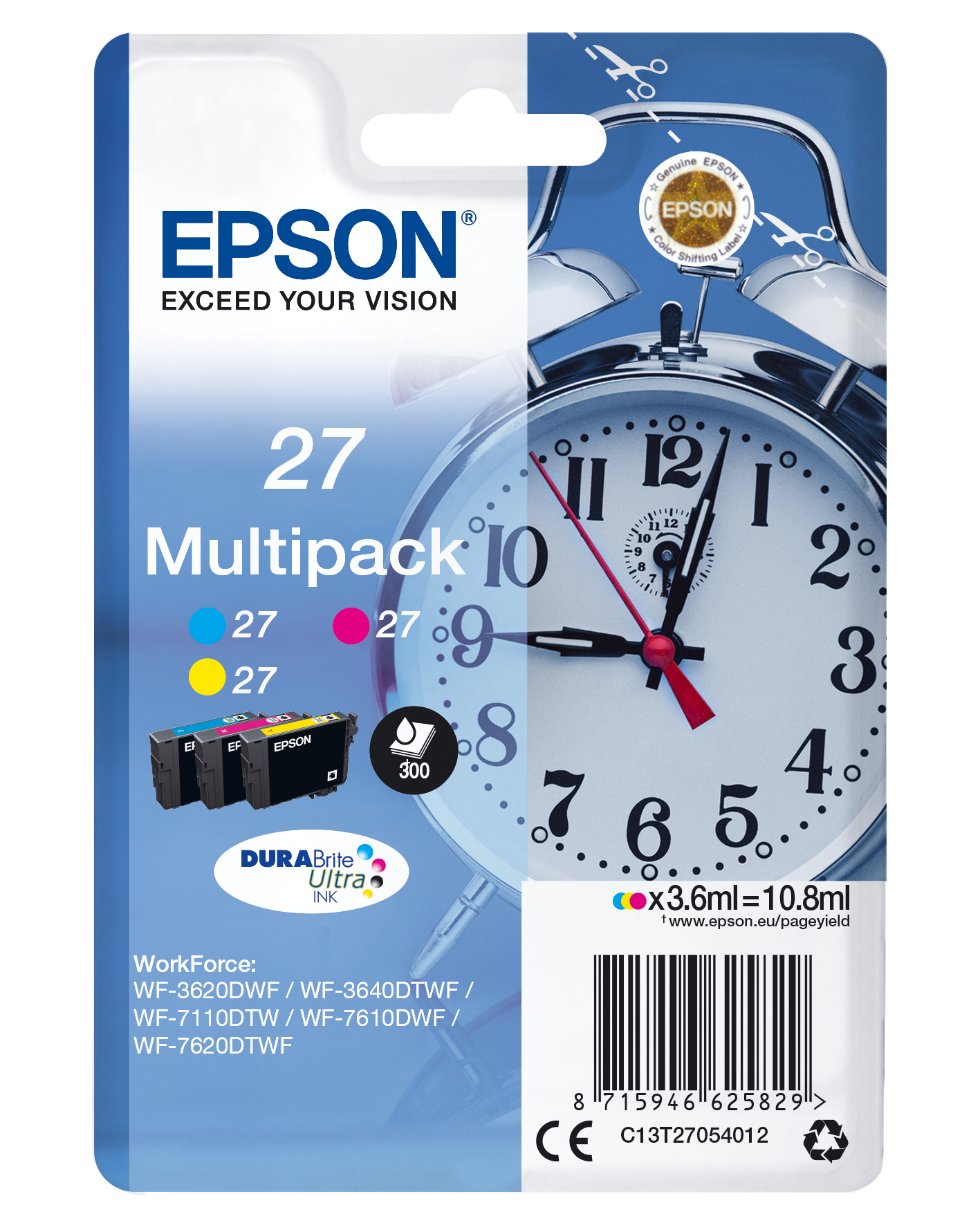 EPSON 27 / T2705 (Wecker) cyan, magenta, gelb Druckerpatronen, 3er-Set