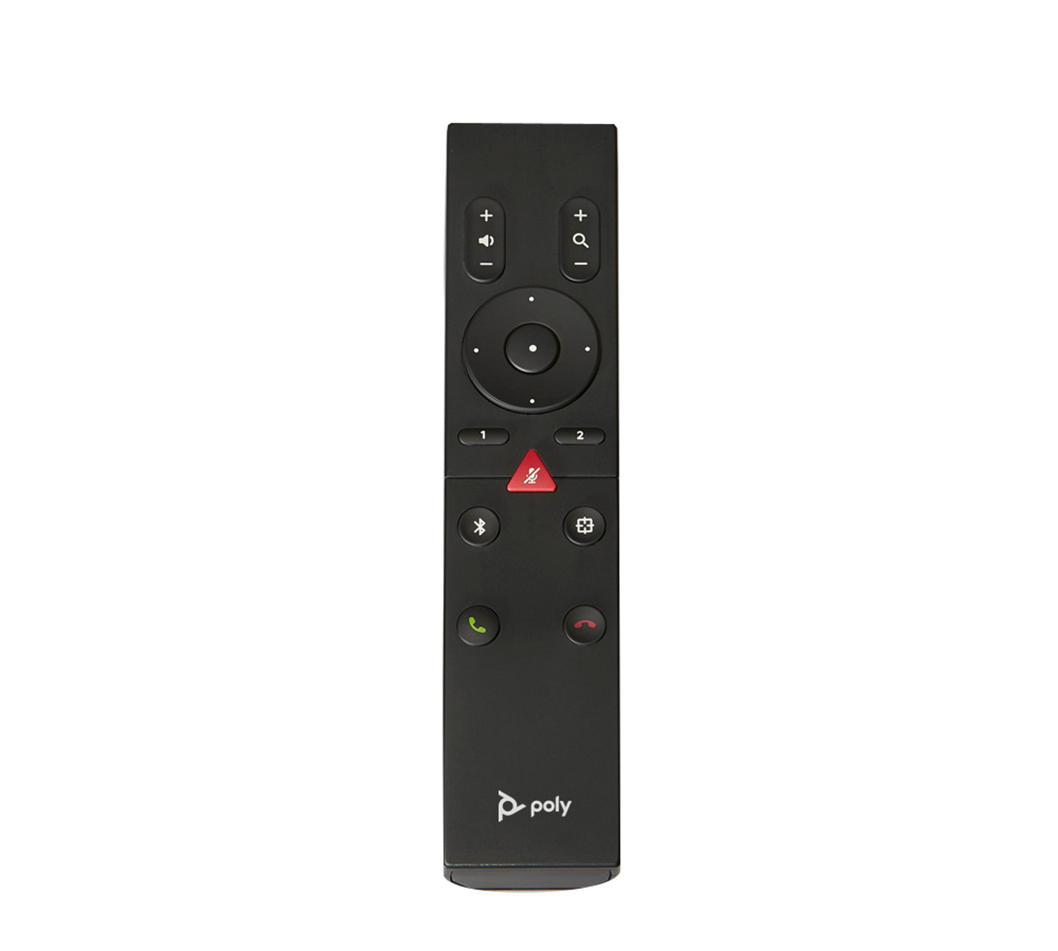 HP Poly Studio R30/Studio USB Bluetooth Remote Control for use with the Polycom Studio USB and R30. Includes 2 AAA batteries