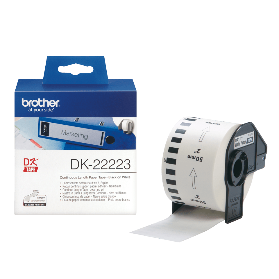 DK CONTINUOUS LABELS WHITE F/ QL-500/550 PAPER 30.48M 50MM