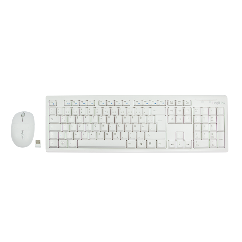 Logilink Tastatur Wireless 2,4GHz mit Maus white