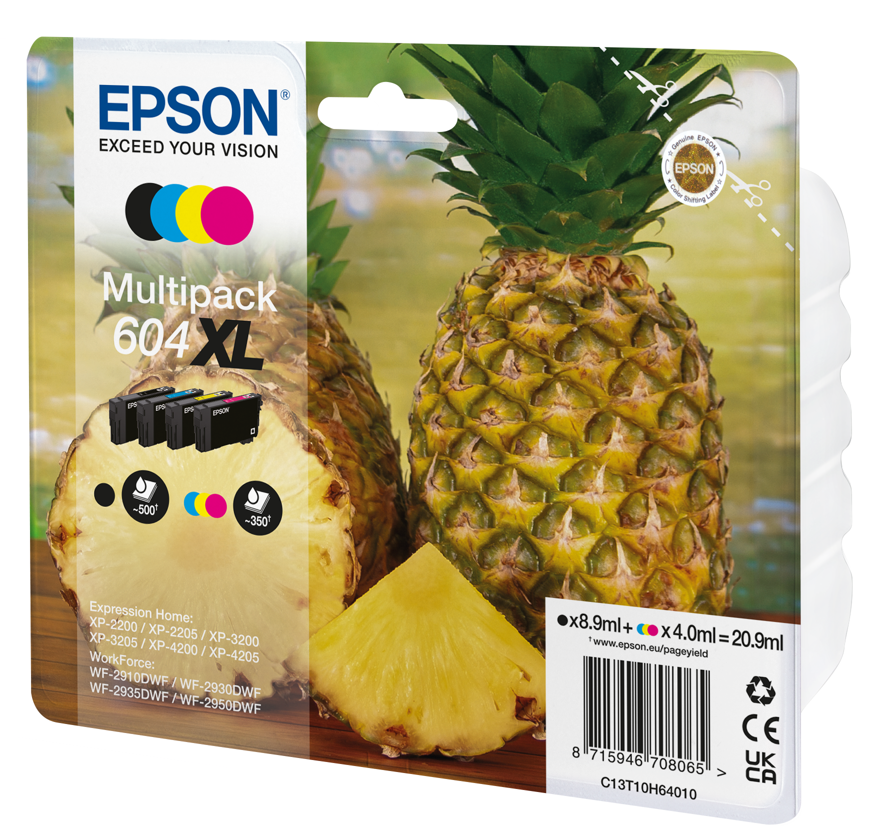 EPSON 604XL/T10H64 (Ananas) schwarz, cyan, magenta, gelb Druckerpatronen, 4er-Set